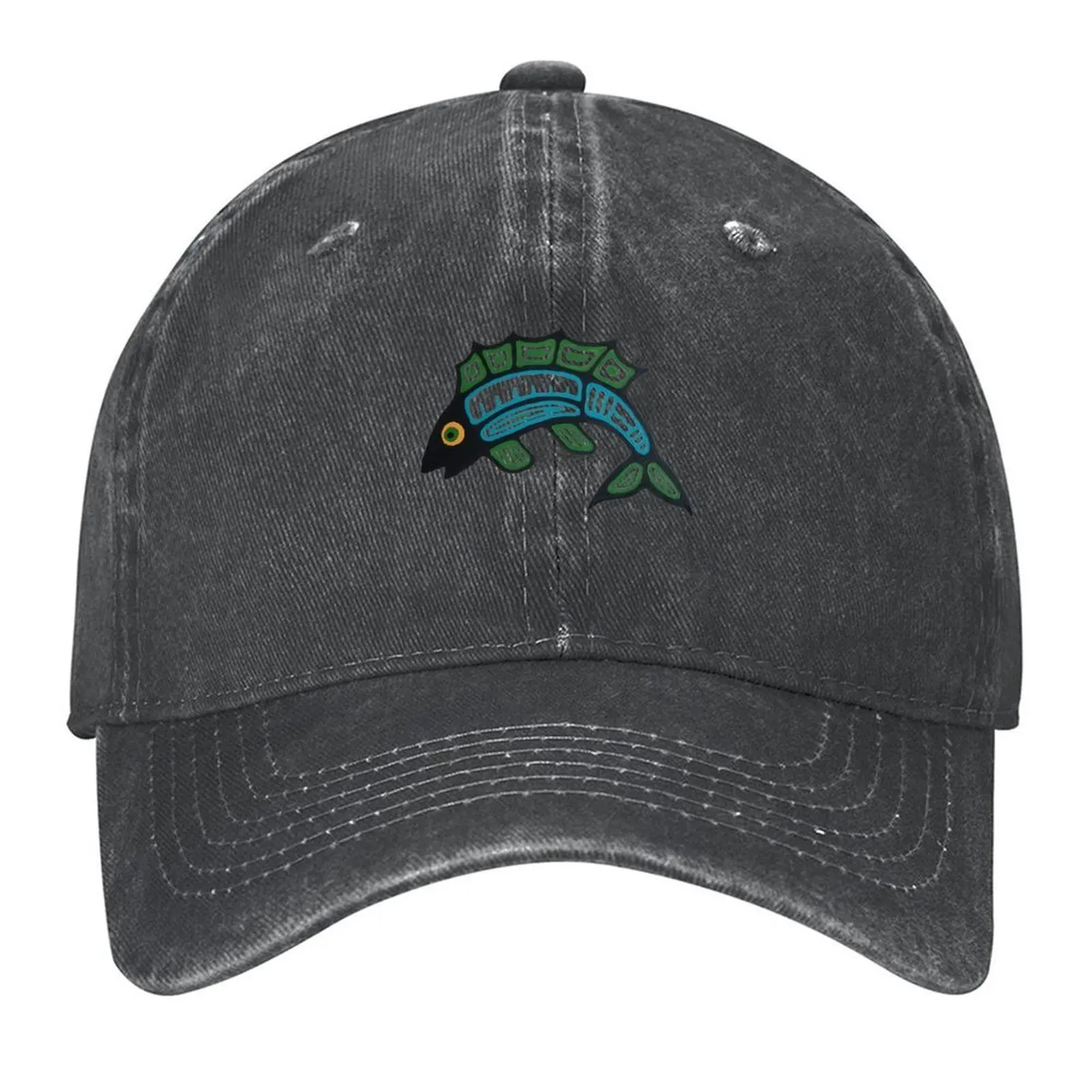 

Blue and green fish Baseball Cap sun hat Beach golf hat genuine Trucker Hat Hats Woman Men's