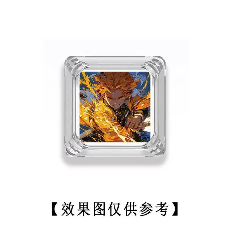 Demon Slayer Zenitsu keycap, cute cartoon cross-axis custom mechanical keyboard, transparent PC keycap, gift for friends