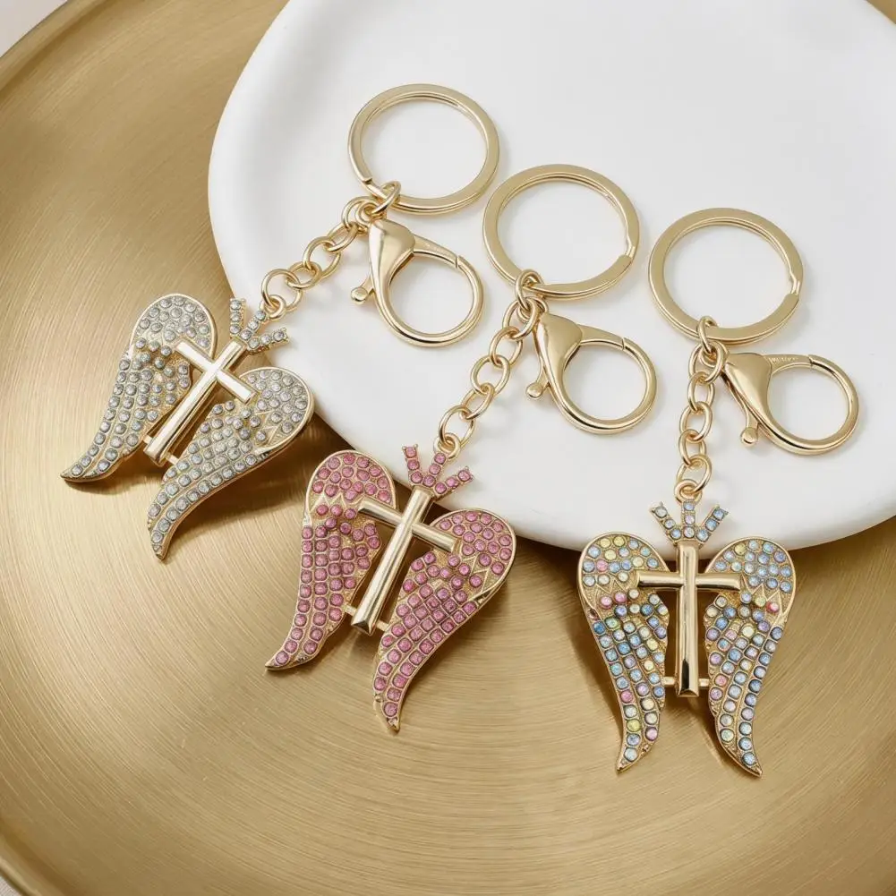 Creative cute diamond-studded crown angel car pendant exquisite angel wings car rearview mirror pendant car hanging decoration
