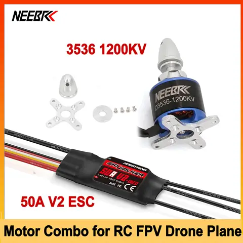 NEEBRC 3536 Brushless Motor 1200KV 50A V2 ESC Combo Speed Controller XT60 Plug for RC Fixed-wing FPV Drone Quadcopter Glider