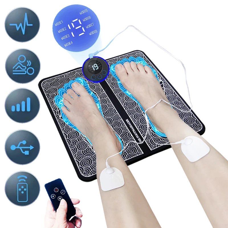 Remote Controlled Foot Massage Pad Foot Pad Massager with 2 Patches for Full Body Massage USB Charging Convenient and Fast