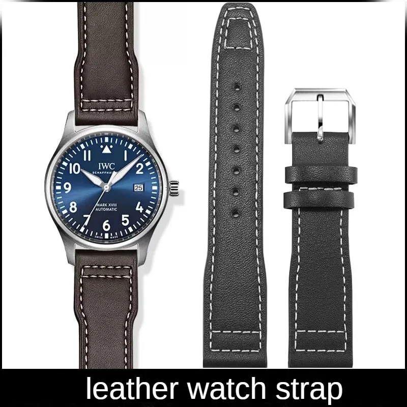 Leather Watchbband With Substitute Pilot Little Prince Mark 18 Dafei Portugal Series Straight Interface Cowhide Strap 20/21mm