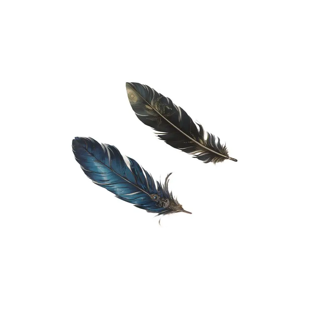 PET Feather Stamping Sticker Retro Waterproof Handbook Sticker Glass Sticker Self-contained Adhesive DIY Decoration Sticker