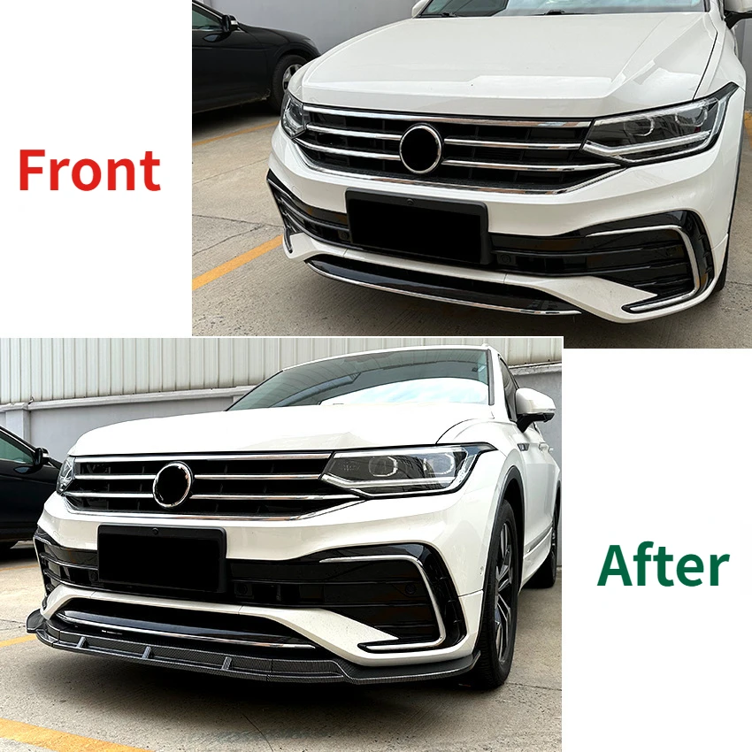 For Volkswagen Tiguan Rline 2021-2023 Car Front Bumper Spoiler Lip Gloss Black Splitter Body Kit Accessories Tuning Auto Parts