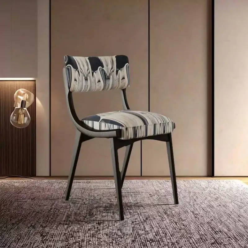 

French Rustic Dining Chairs Wooden Black Mietrodcentury Relaxing Dining Chair Luxury Designer Sedia Sala Da Pranzo Furniture