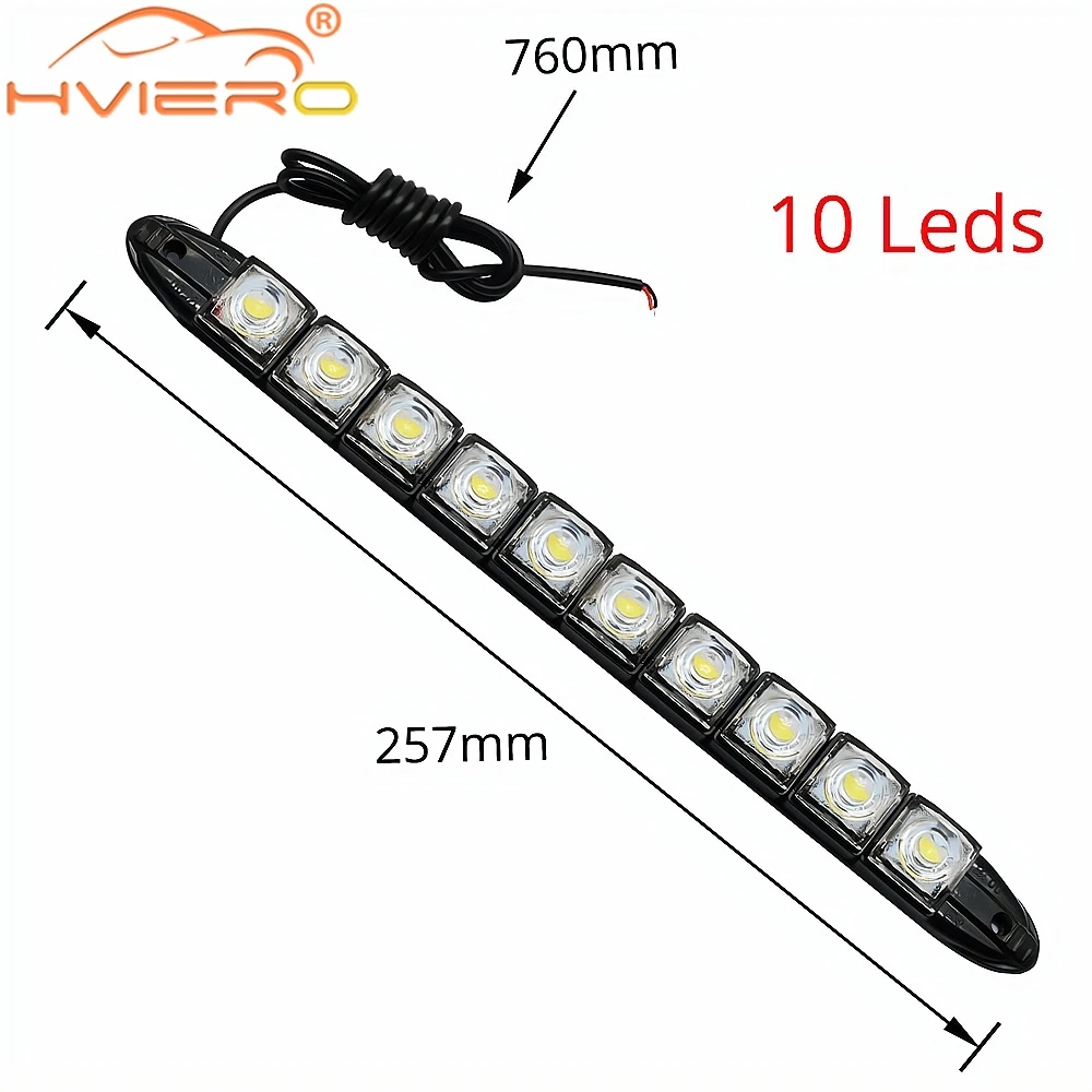 2x Car LED COB DC 12v 10LED White License Plate Lights Fog Day Lamp Waterproof Drl Turn Signal Light Car Auto Lamp Drl Fog Lamp