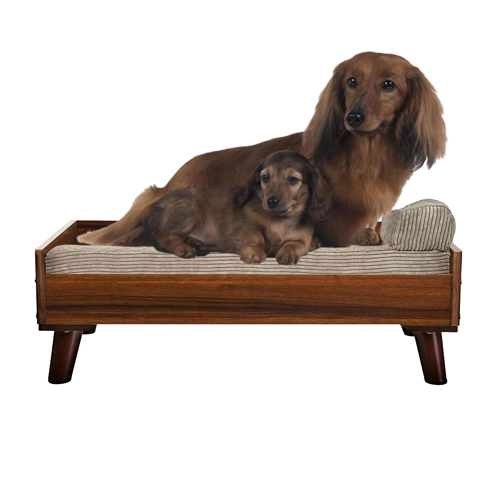 Luxury New Style Elevated Dog Solid Wood Bed Frame With Mat And Pillow For Pet Sleeping Sofa Bed