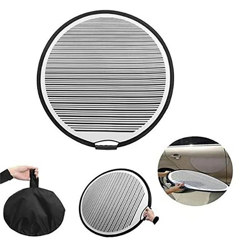 Super Sale 80cm Round Striped Car Dent Light Reflector Foldable Board Flexible
