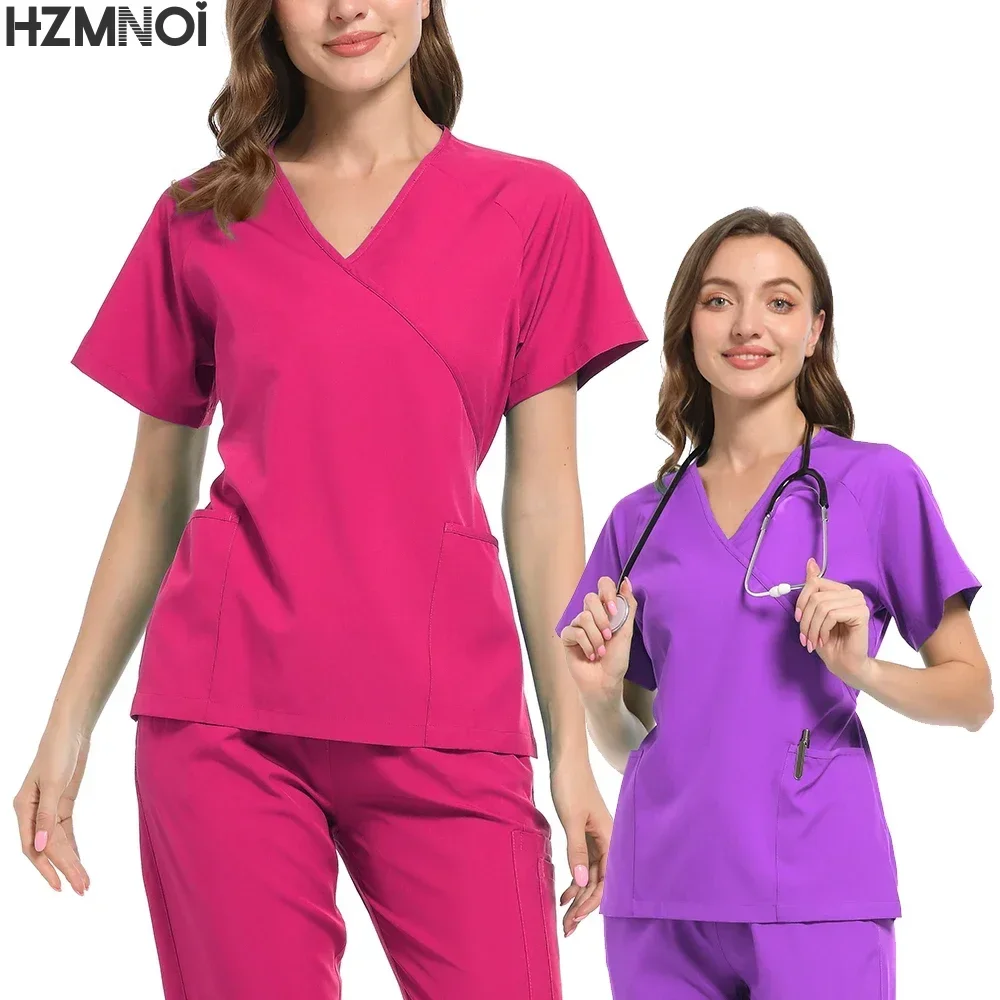 طقم فرك جراحي للنساء ، زي موحد للممرضات ، ملابس عمل لصالونات التجميل ، توب وبانت سريري ، بدلة تمريض لطبيب سبا