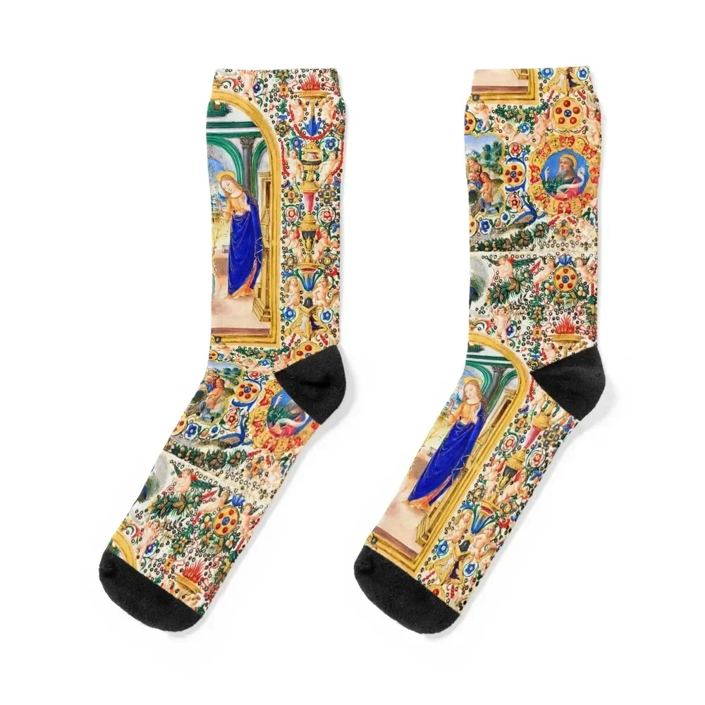 Annunciation, Nativity and Two Prophets Socks Run snow Socks Ladies Men's