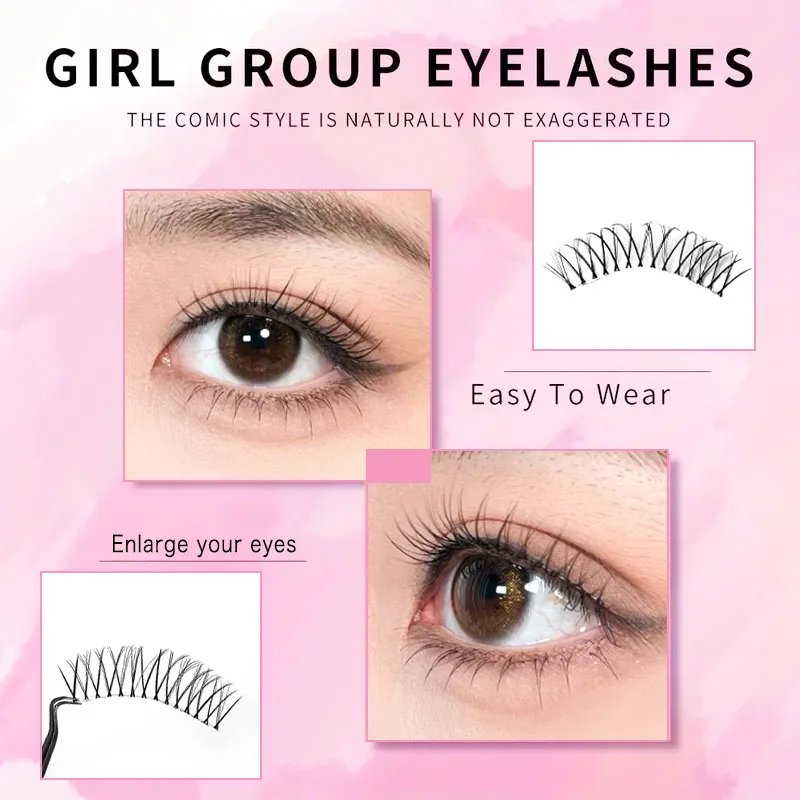 Extensões de cílios longos naturais, 5 pares, cílios cosplay de fadas, adequados para maquiagem diária e namoro, reutilizáveis.