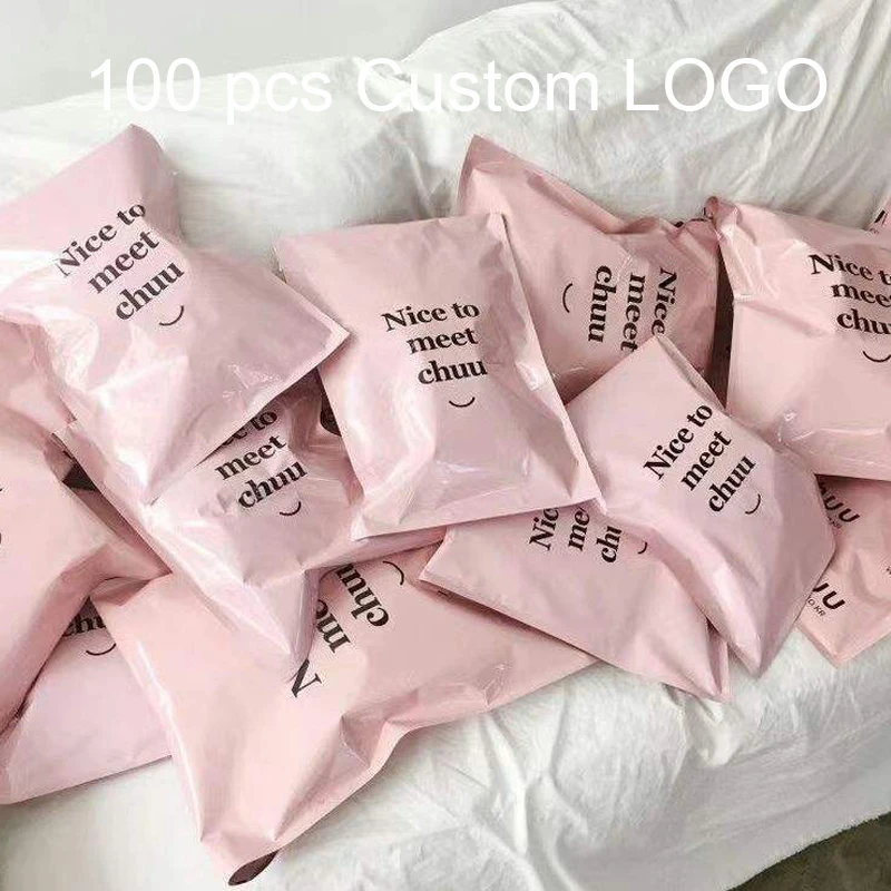 

Custom Logo Package Plastic Mailing Postage Bag Pink Self-sealing Courier Poly Mailers Shipping Bags For Clothing