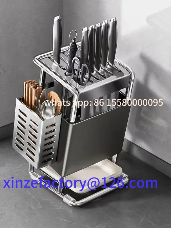 Customizable Stainl Steel 304 Holder Kitchen Countertop Knife Base Multi-Function Tools