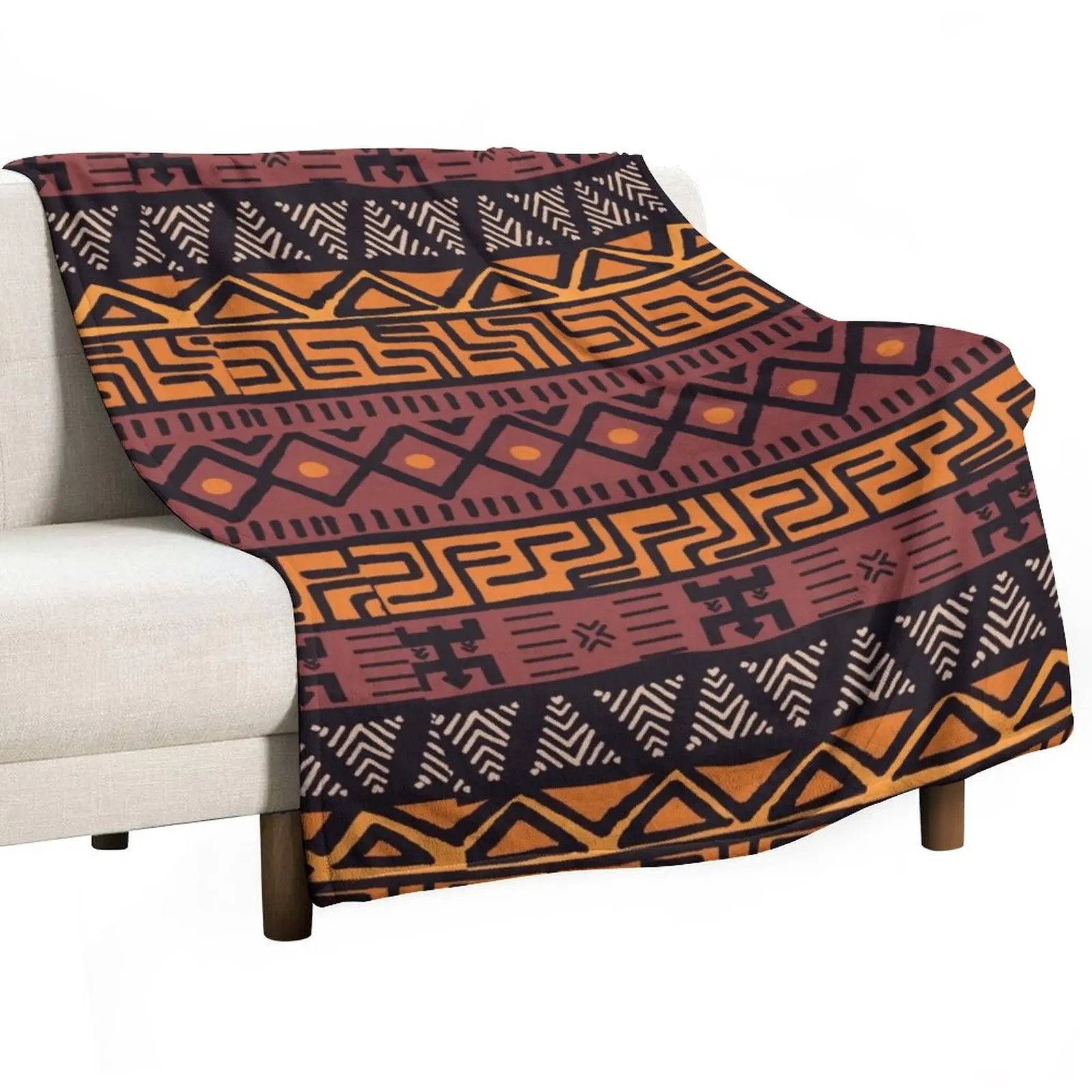 

African Tribal Mudcloth Pattern Throw Blanket Flannel Fabric Sofa Throw Blanket Shaggy Blanket Flannel Blanket