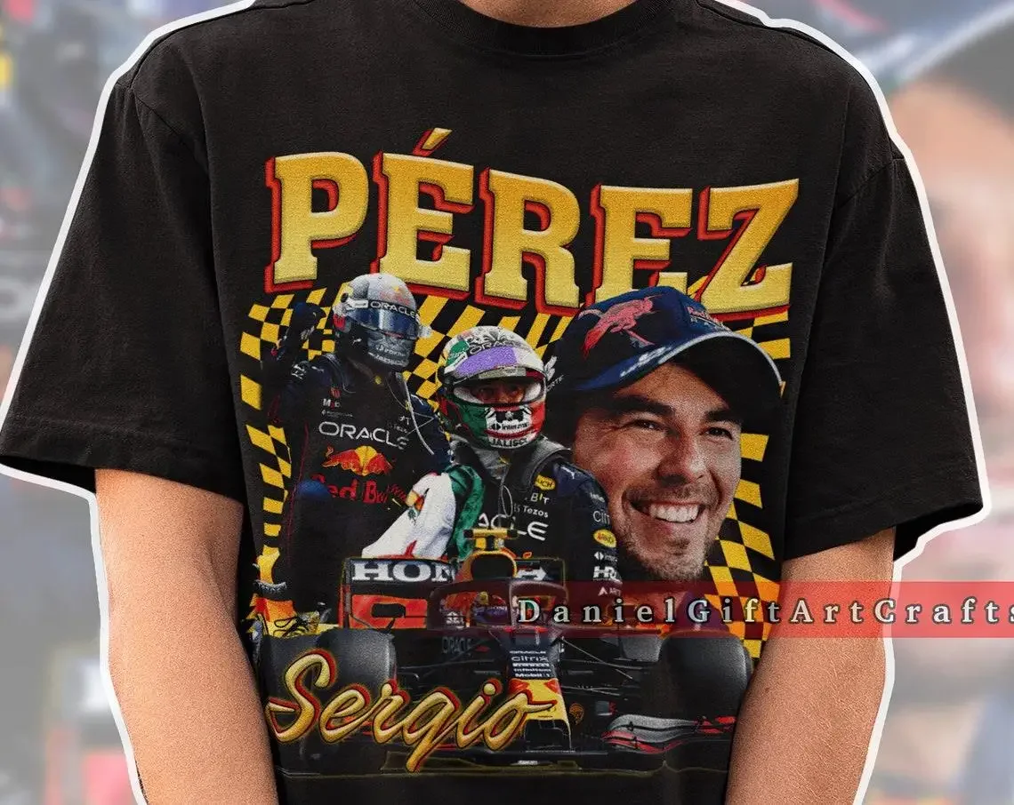 سيرجيو بيريز 11 ريترو خمر 90 قميص سيرجيو بيريز سباق Bootleg تحية المحملة سيرجيو بيريز البلوز مروحة الهدايا جولة قميص #1