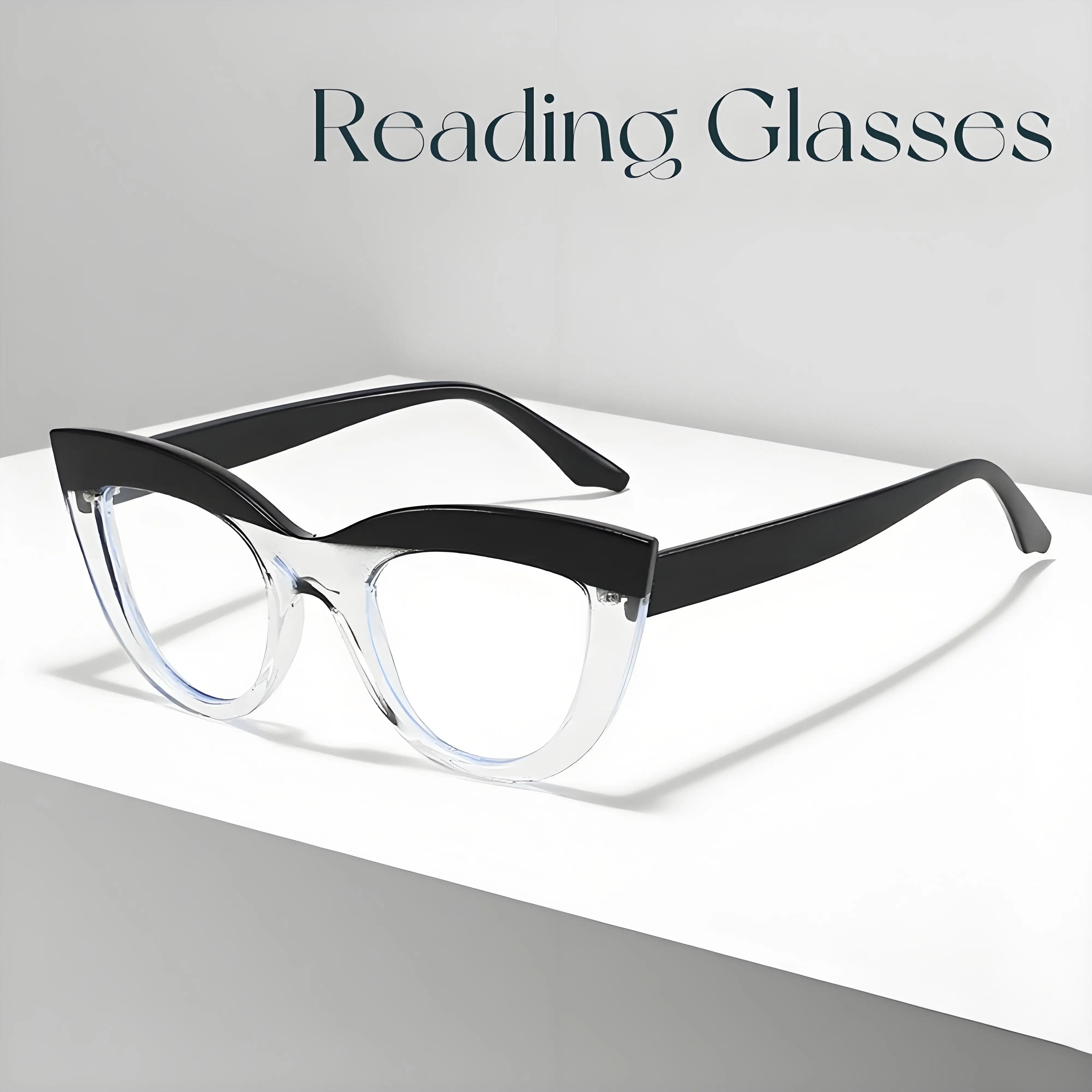 

Fashionable Anti Blue Light Butterfly Frame Metal Tooth Reading Glasses Cat Eye Large Frame Color Blocked Presbyopia Glasses
