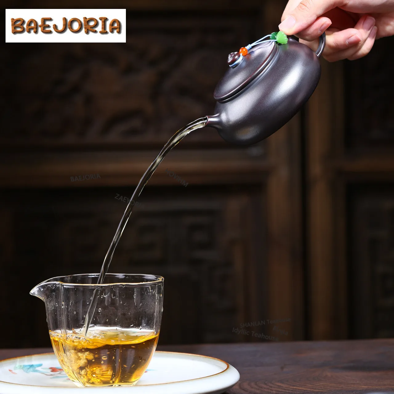 BAEJORIA 180ml Retro Yixing Purple Clay Teapots Handmade Cold River Pot Raw Ore Ancient Black Mud Kettle Zisha Tea Set Ornaments
