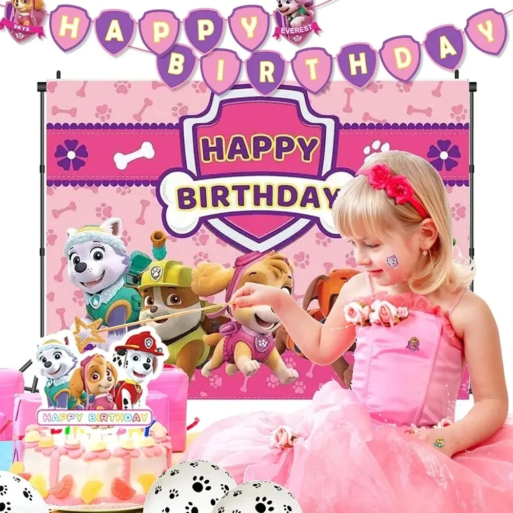 Paw Patrol Birthday Decoration, Pink Skye Party Supplies para Meninas, Guardanapos, Pratos, Balões, Toalha de Mesa, Brinquedos para Crianças, Baby Shower