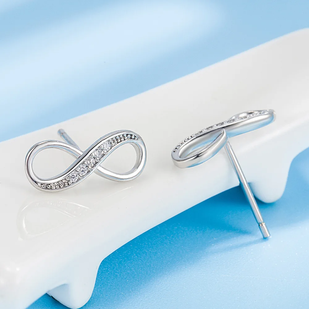925 Sterling Silver Elegant Infinity Zircon Earrings – Stylish Accessories for Women, Perfect for Parties and Weddings