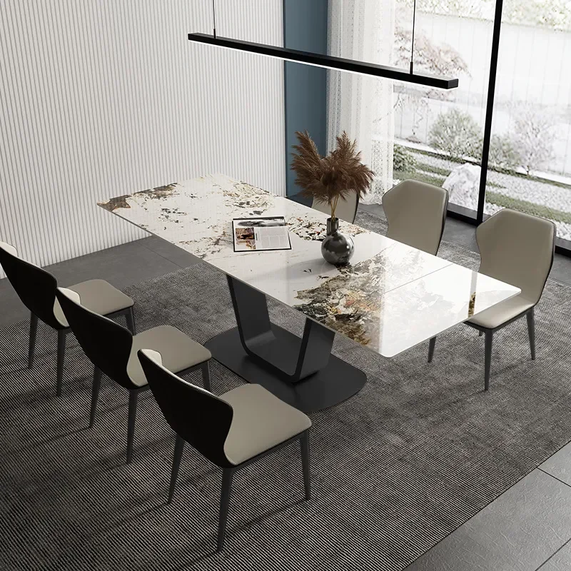 for Light Luxury Rock Slab Retractable Dining Table Modern Simple Small Apartment Household Italian Minimalist Stretch Table