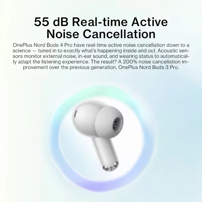 Auriculares OnePlus Nord Buds 4 Pro (versión global) con cancelación activa de ruido, 54 horas de autonomía y Bluetooth 6.0 3