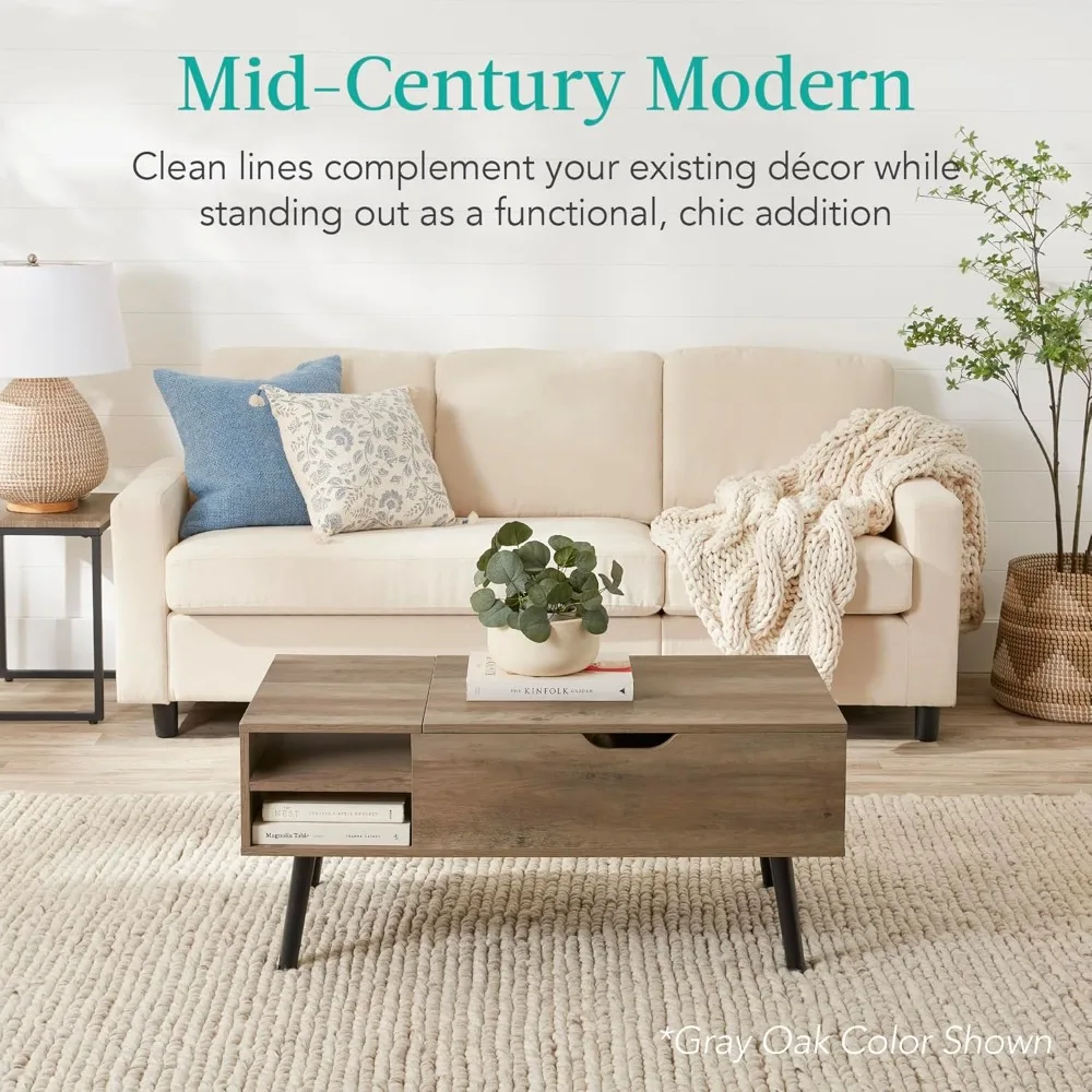 

Lift Top Coffee Table, Wooden Mid-Century Modern Multifunctional Accent Table for Living Room W/Hidden Storage, Customized