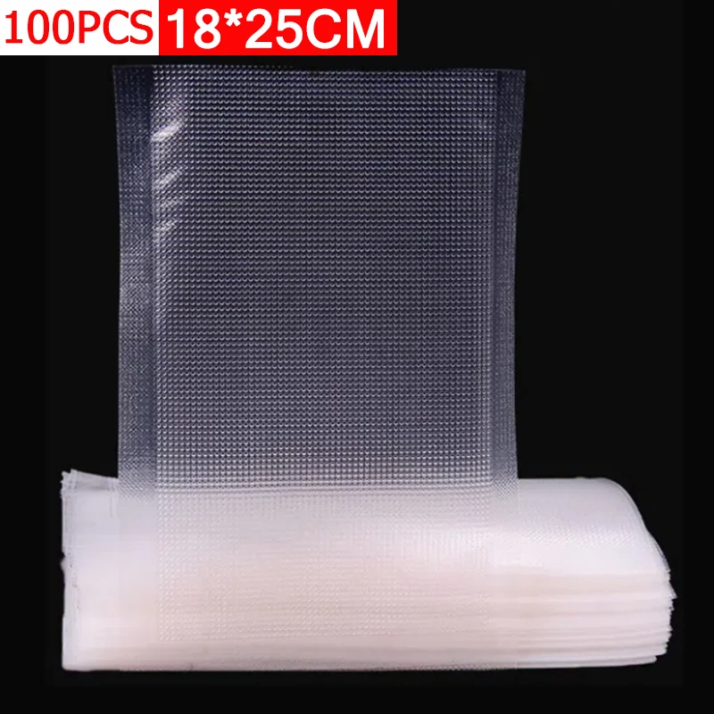 100PCS Vacuum Bag 18x25cm Plastic Textured Storage Bag for Vacuum Sealing Machine  Food Saver Packer Seal Bags Kitchen Tools