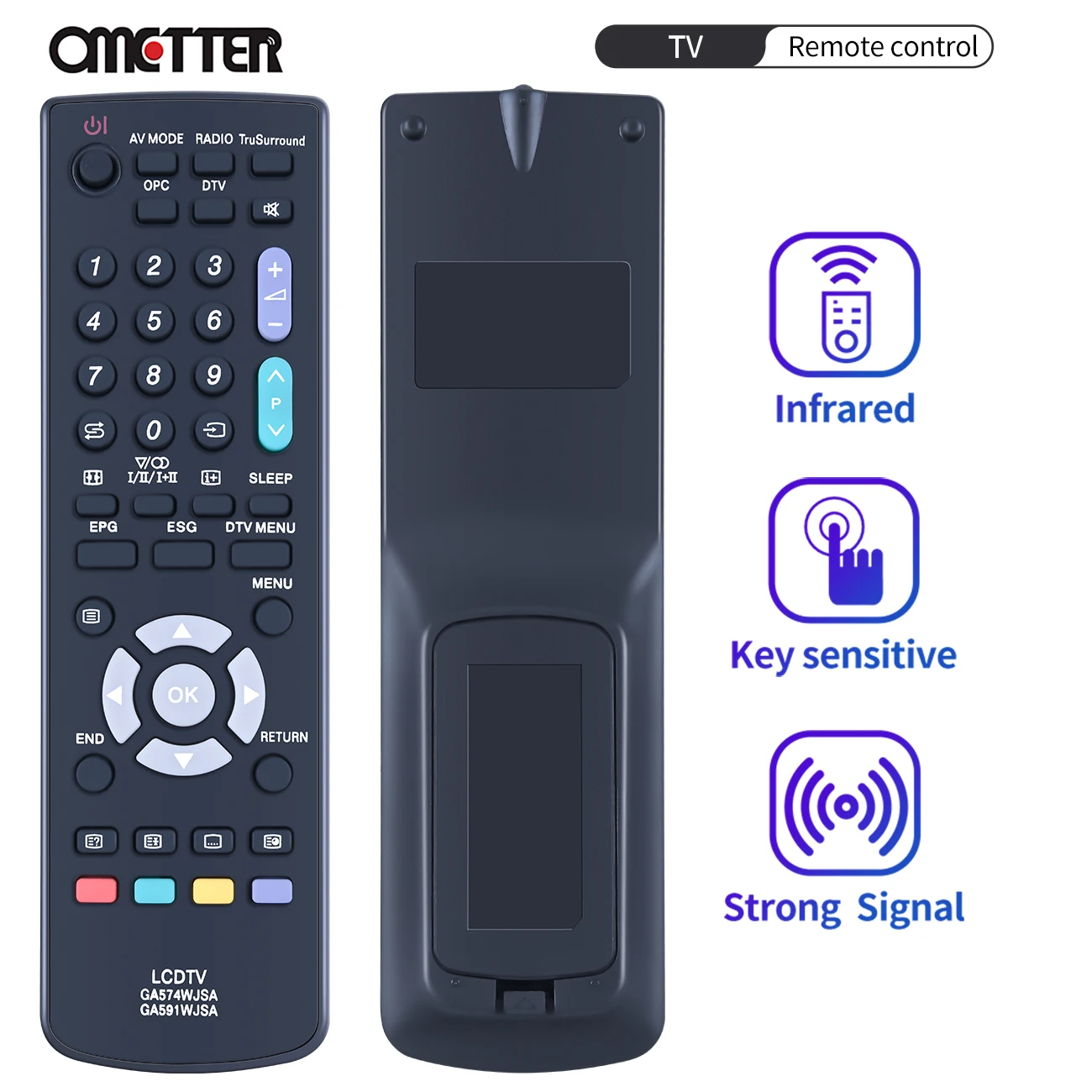 New GA574WJSA GA591WJSA Fit for Sharp TV Remote Control LC-26AD5E-BK LC32AD5E LC-32DH65E LC-32WD1E LC-32WT1E