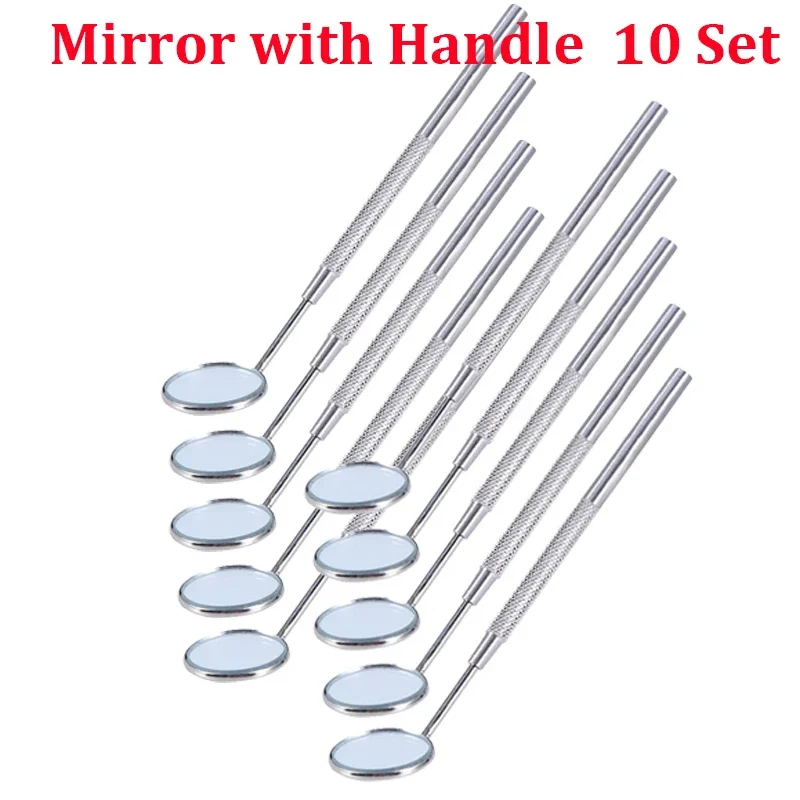 10 Set Dental Mouth Mirrors Checking Mirrors Stainless Steel Teeth Whitening Clean Oral Supplies Tools Dental Odontología