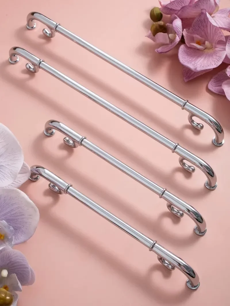 Brass Furniture Hardware Silvery Cabinet Handles Kitchen Cupboard Long Handle for Furniture Shoe Drawer Knob Wardrobe Door Knobs