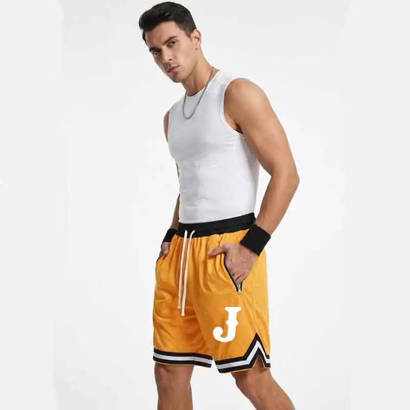 

Мужские быстросохнущие спортивные шорты с карманами на молнии, дышащие, свободного кроя, удобные, с завязками, повседневные шорты для мужчин