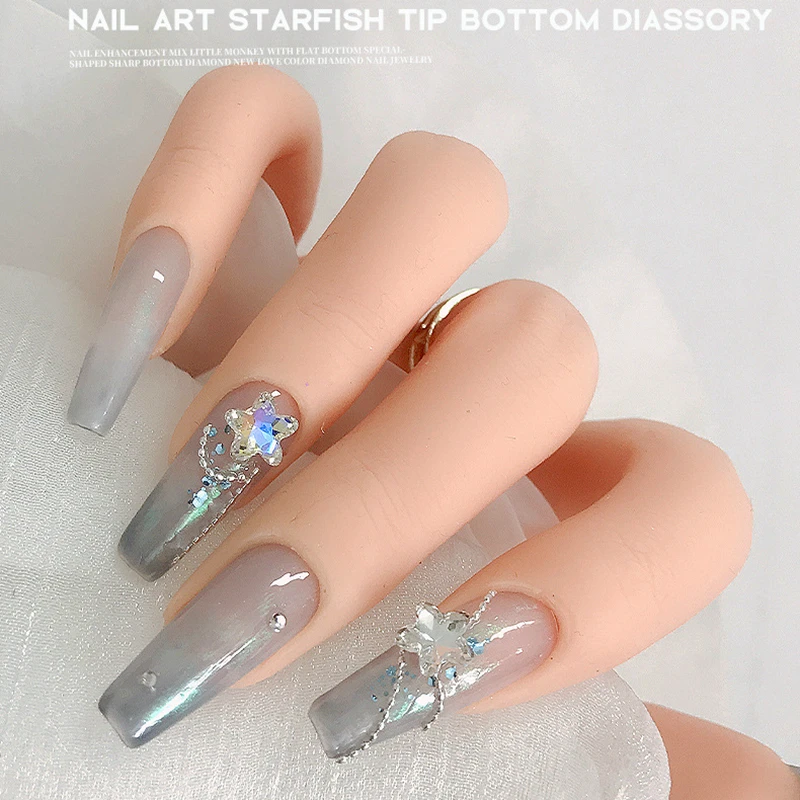 20 STKS Glas Sterren 3D Nail Art Charms Accessoires Vorm Bodem Glitter Nagels Decoratie Steentjes Kristallen Edelstenen Steen Manicure