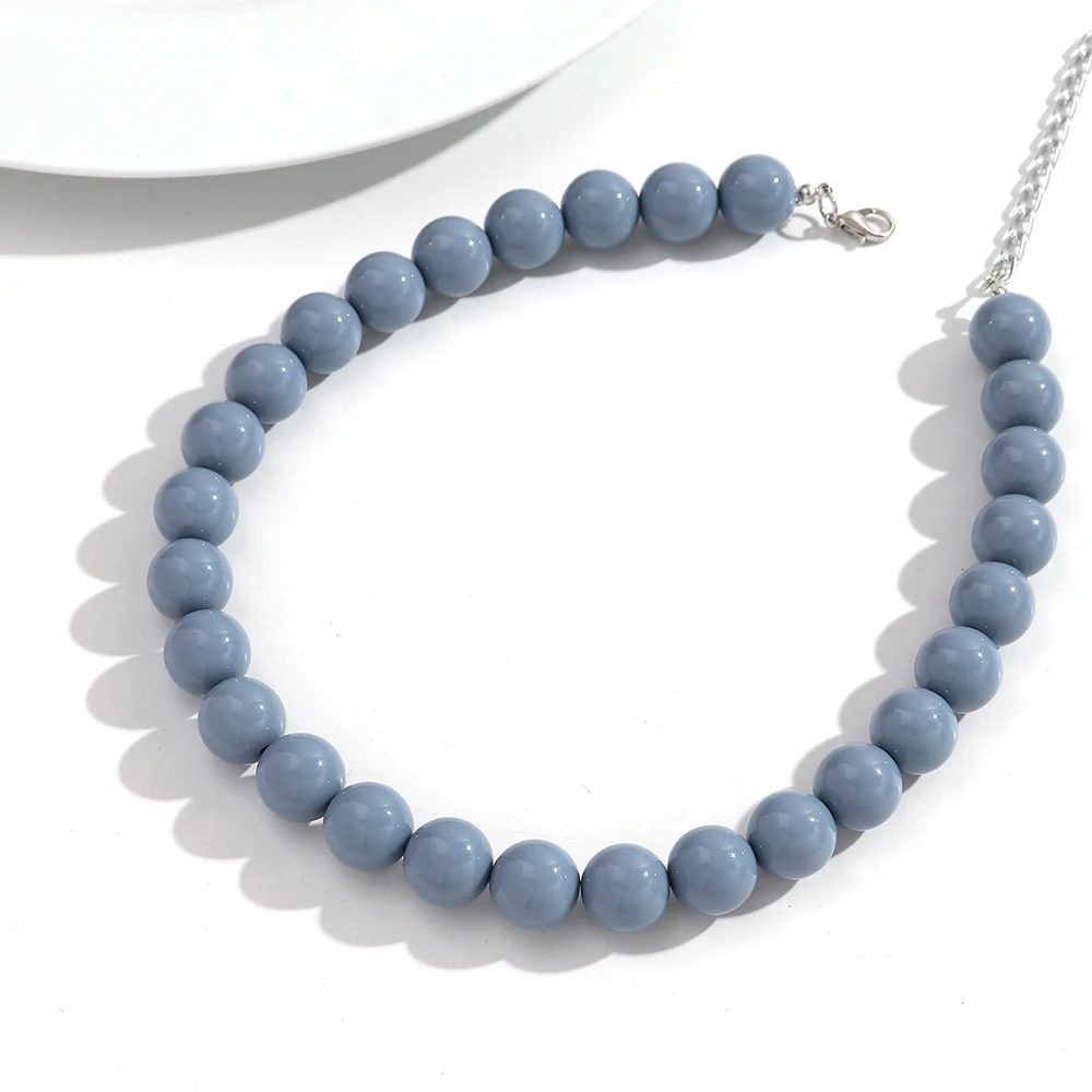 Boho Kleurrijke Acryl Grote Bal Kraal Ketting Trendy Handgemaakte Ronde Choker Kettingen voor Vrouwen Man Statement Sieraden Cadeau
