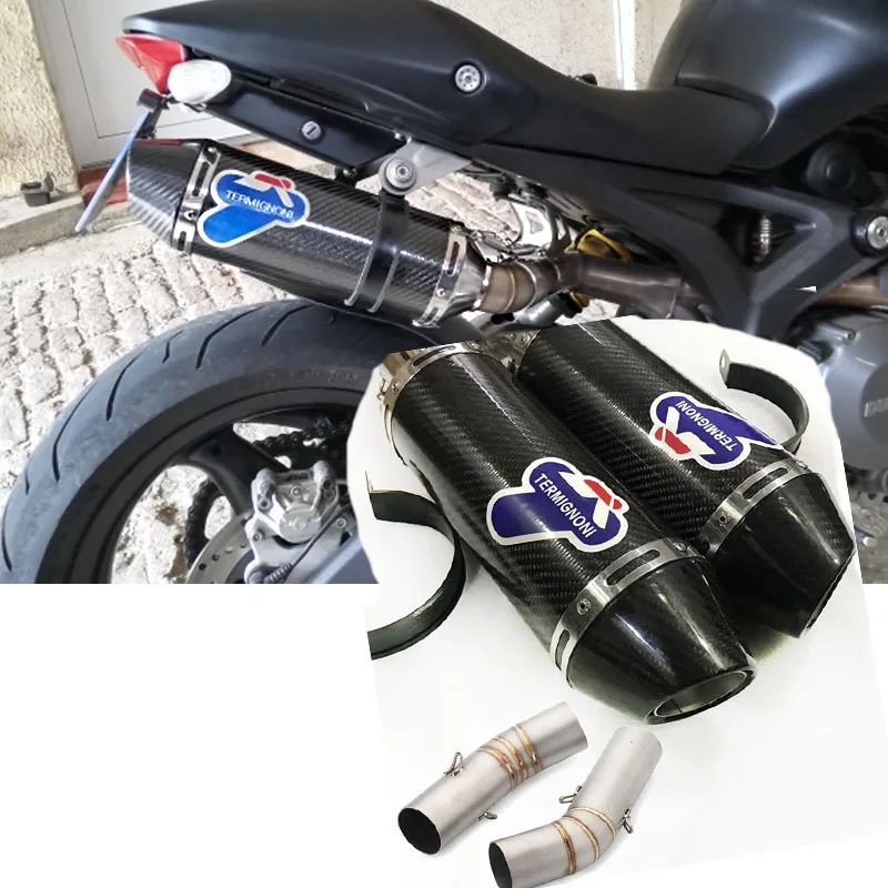 

Exhaust Slip On For DUCATI 696 795 796 848 Motorcycle For TERMIGNONI Exhaust Muffler Pipe Full System Middle Pipe With DB Killer