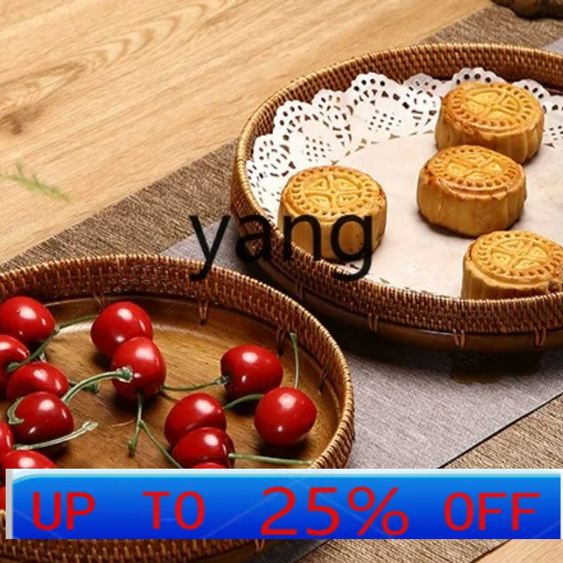 

LTT Creative Solid Wood Pastry Basket Desktop Storage Fruit Basin Black Walnut Tray