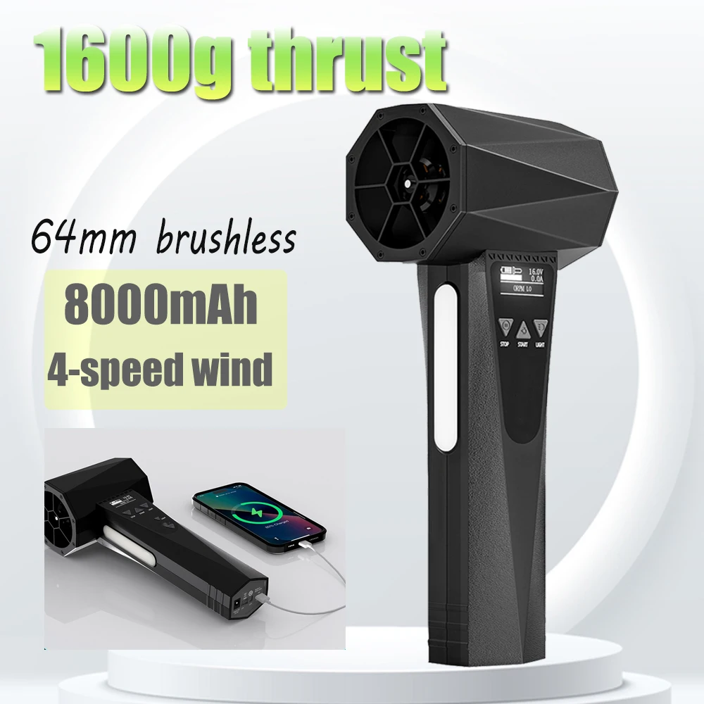 

200000 RPM Air Blower Handheld Electric Turbo Jet Fan 60MM Brushless 1600g thrust Motor Violent Blower Industrial Duct Fan