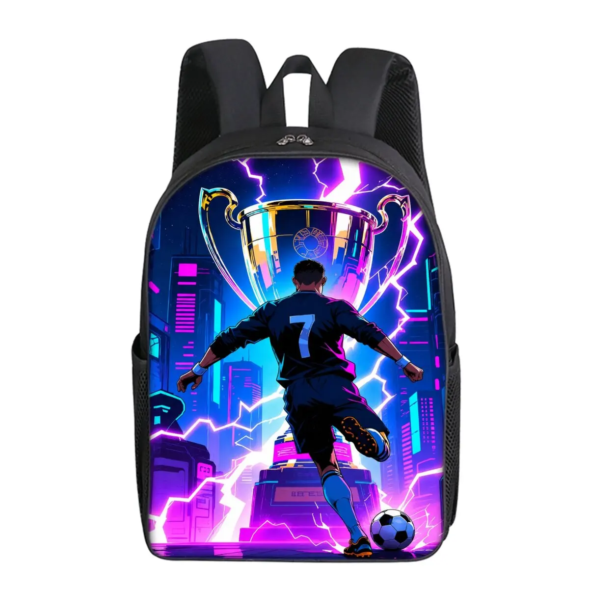 Football Print Single Layer Backpack for Boy and Girls Best Gifts 2D Flat Cartoon School Bags for Children