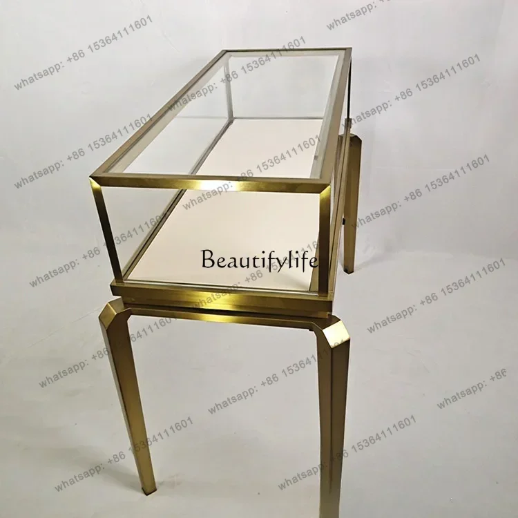 

D06*Stainless Steel Removable with Wheel Lock Jewelry Jade Jade Diamond Glass Cabinet