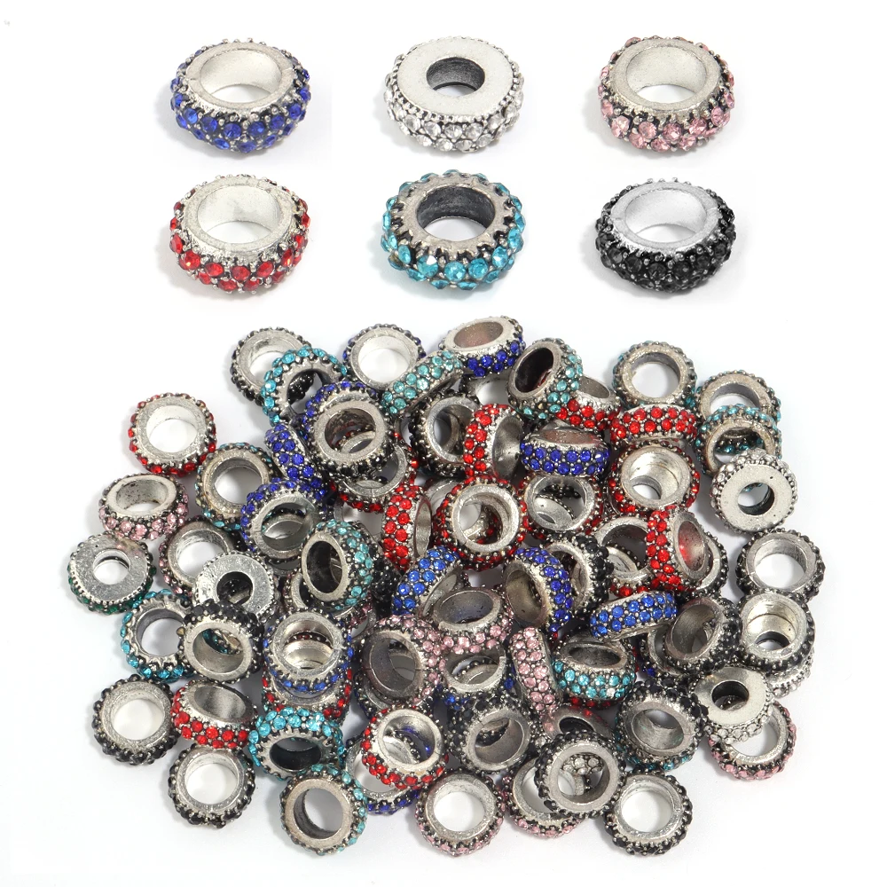 

5-10Pcs/Lot Dia 11.5mm Metal Crystal Beads Rhinestone Rondelle Spacer Beads For Jewelry Making Bracelet Necklace DIY Accessories