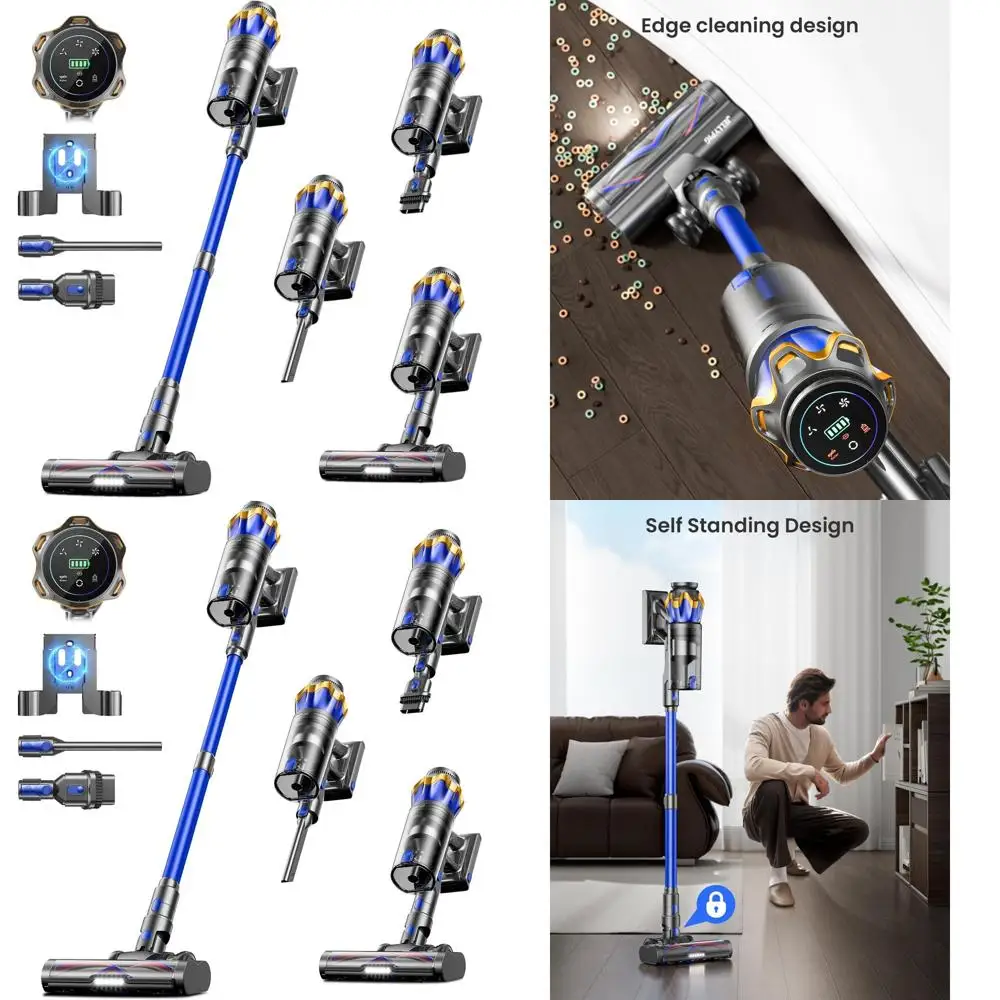 

600W 50KPA Cordless Vacuum Cleaner with 70Min Battery, Self-Standing, Touch Screen, Ideal for Home, Pet Hair, Carpets & Floors