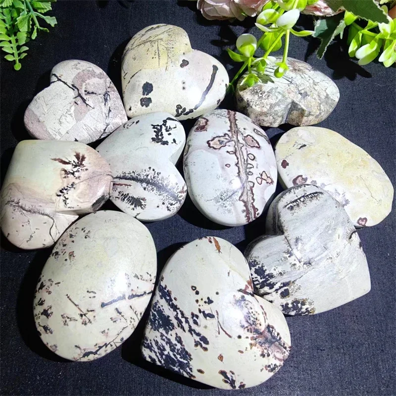 

#'# Hot Sales Hand Carved High Quality Natural Crystal Picture Jasper Heart And Palm Stone For Home Decoration