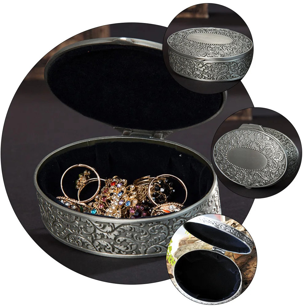 

Metal Craft Jewelry Box Retro Portable Storage Case For Ring Necklace Bracelet Watch Diamond Amber Gift Women Girls