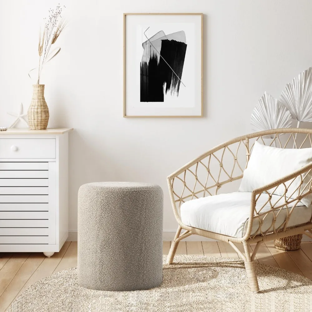

Modern Round Ottoman with Soft Padded Seat, Multifunctional Vanity Chairs for Makeup, Upholstered Footrest Stool Ottoman Foot S