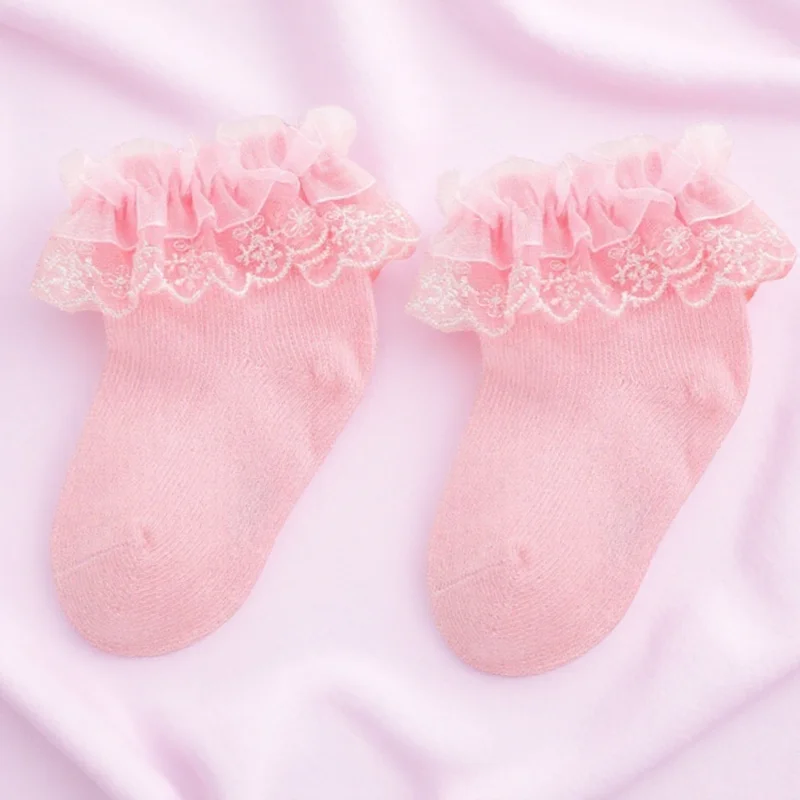 

Children's Lace Socks Girls Cotton Socks Spring Autumn Princess Short Socks for Newborn Baby 0-1 Years