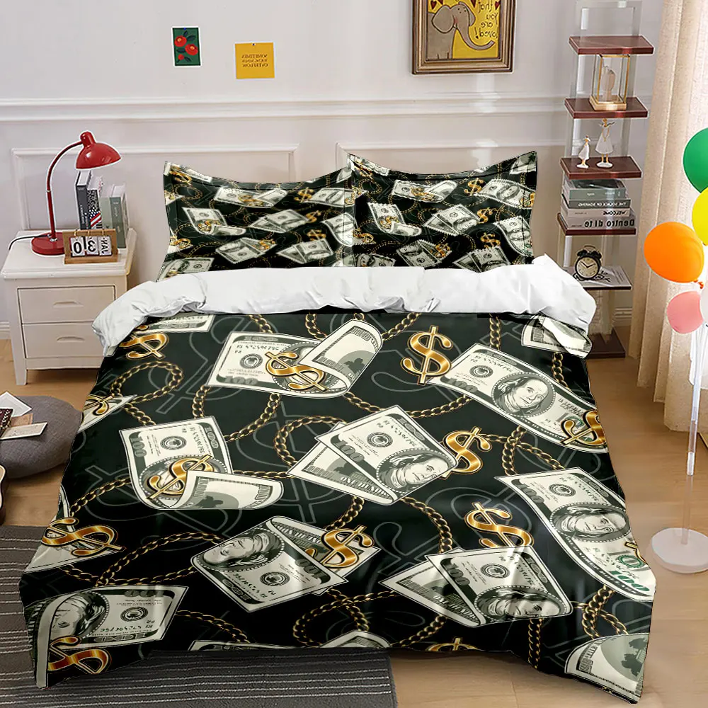 

Dollar and Gold Chains Background Print Soft Comfortable Duvet Cover Bedding Set Included 1*Duvet Cover 2*Pillowcases