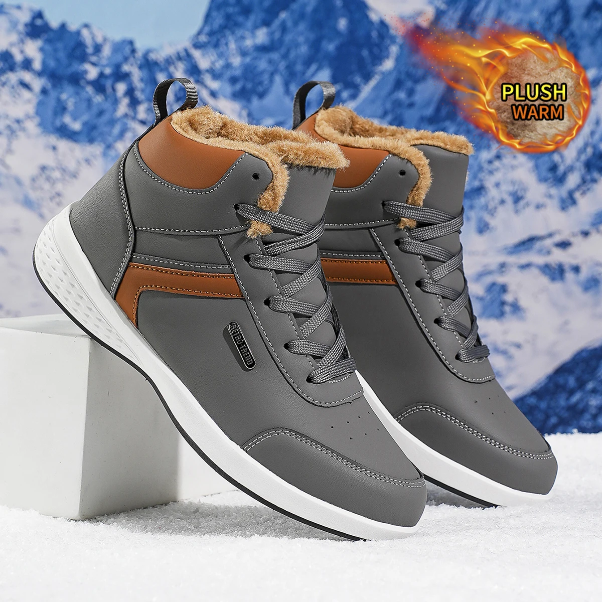 Herren-Sportschuhe in großen Größen mit Plüsch-Innenfutter, Outdoor-Wanderschuhe, bequeme, lässige, modische Trainingsschuhe für Paare – Detail 10