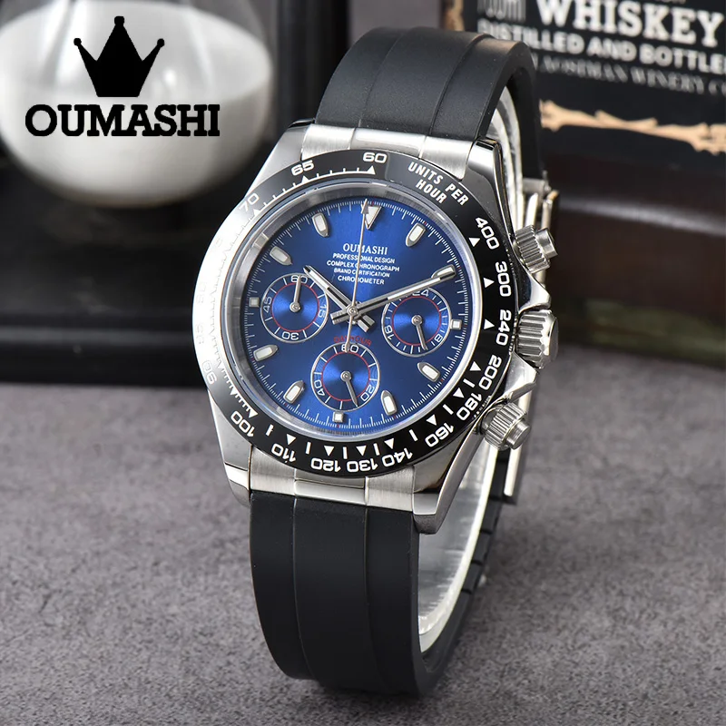 

OUMASHI Sport Quartz часы с сапфировым стеклом 316L нержавеющая сталь Водонепроницаемый подходит для VK63 кварцевый механизм Мужские часы на заказ