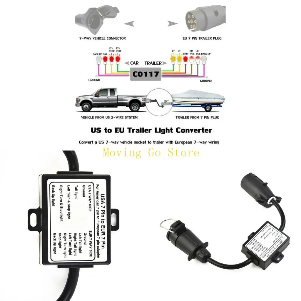 

B5XD US автомобиль 7PIN Blade Blade в Eu 7pin Converter Trailer Light в Eu Trailer Light Converter Easy Установка