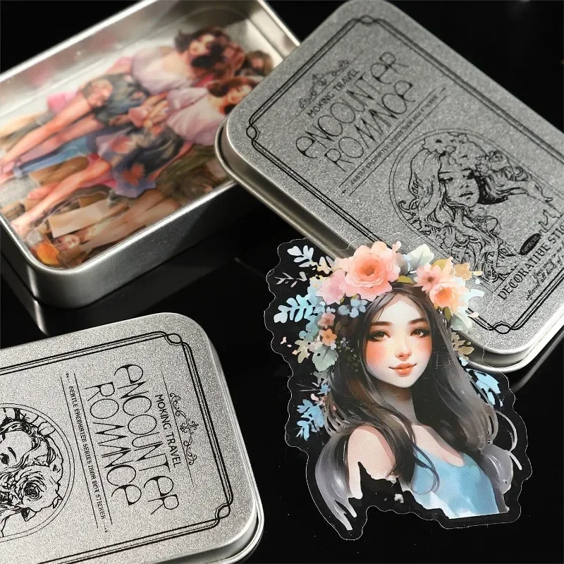 50Pcs Box Sticker Gentle Encounter Supplies Character Handbook Decoration Sticker Supplies Scrapbook 190*120mm