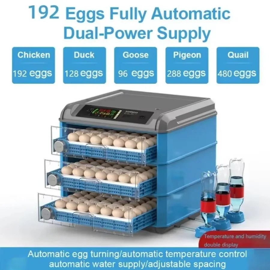 192 Eggs Incubator Drawer Upgrade Automatic Brooder Chicken Automatic Goose Bird Quail Brooder Duck Bird Pigeon Incubation